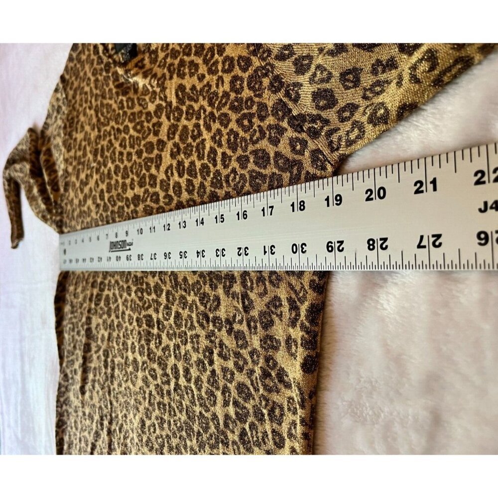 August Silk Knits Metallic Animal Print Sweater Womens Medium Brown Pullover - Picture 6 of 7